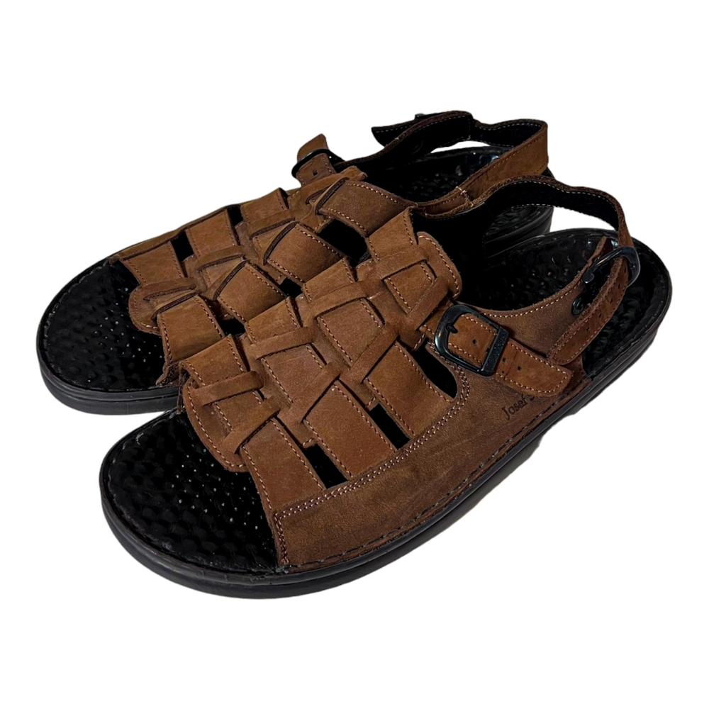 Josef Seibel men's brown leather sandals size 47 or size 14 comfort outdoors